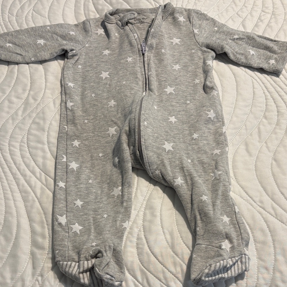 Little Me Gray Starry Footie